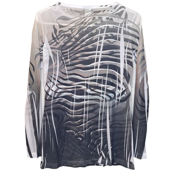 Manon USA Long Sleeve Printed Top Size M Lightweight Stretch - Picture 6 of 8